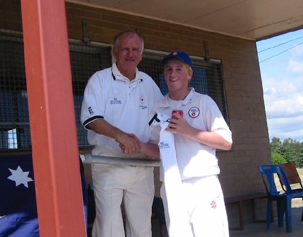 Aiden wins 'man-of-the-match' from Radley for 6 wickets.