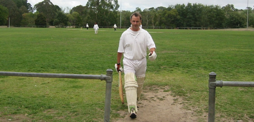 Peter Adams departs stage left as The Threes knock up 260 on Day 1.