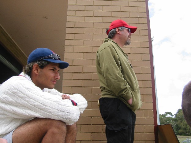 Rayan and David Moore surveying the scene.