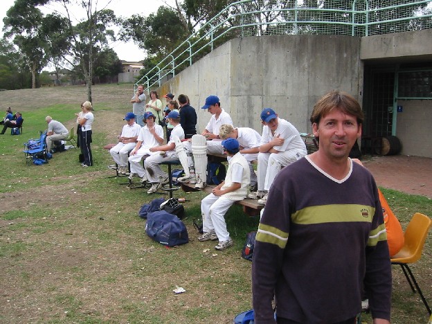 Jed and the Under 14s waiting to bat.