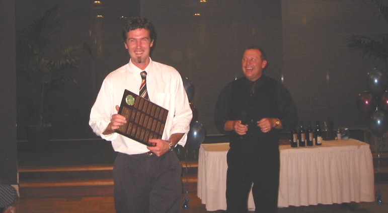 David Wilson accepts the David Johnston Memorial Award.
